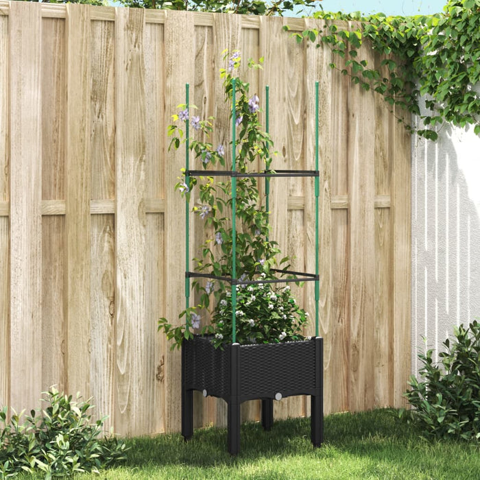 Jardinieră de grădină cu spalier, negru, 40x40x142,5 cm, PP - WALTI WALTI