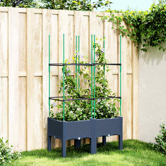 Jardinieră de grădină cu spalier, albastru gri, 80x40x142,5 cm, PP WALTI