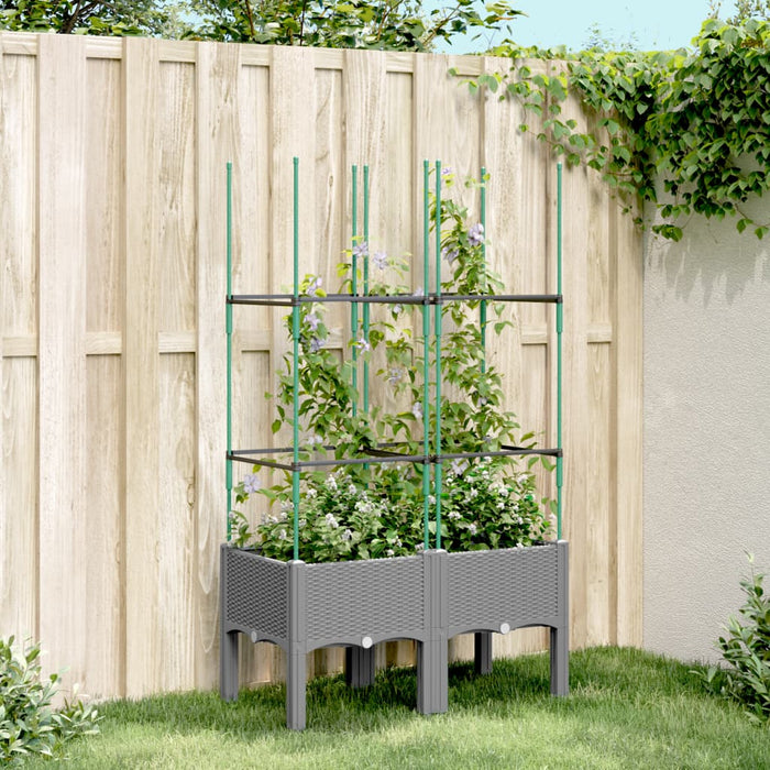 Jardinieră de grădină cu spalier, gri deschis 80x40x142,5 cm PP - WALTI WALTI