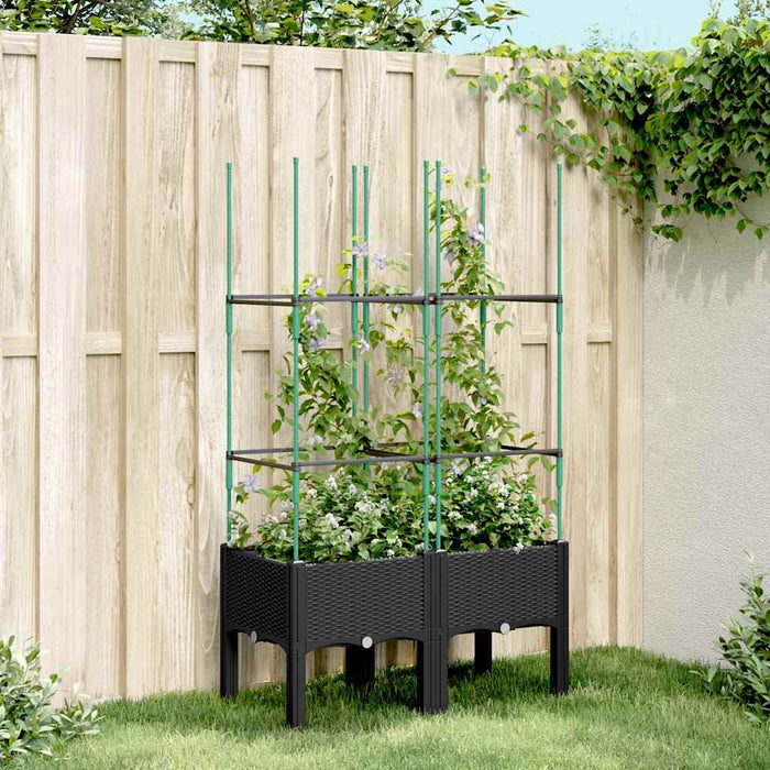 Jardinieră de grădină cu spalier, negru, 80x40x142,5 cm, PP - WALTI WALTI