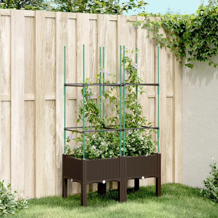 Jardinieră de grădină cu spalier, maro, 80x40x142,5 cm, PP - WALTI WALTI