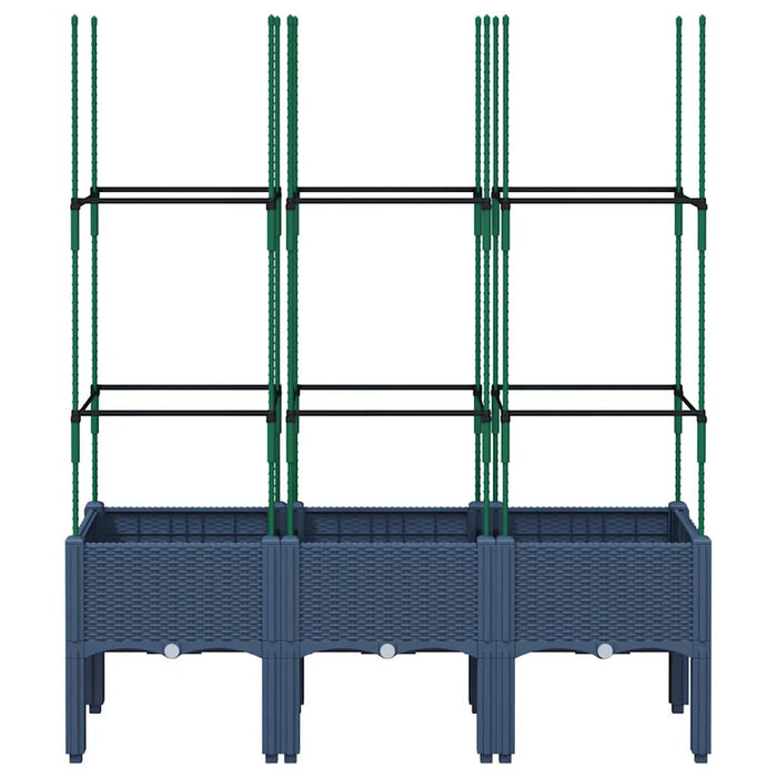 Jardinieră de grădină cu spalier, albastru gri, 120x40x142,5 cm, PP WALTI