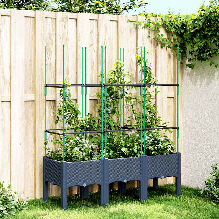Jardinieră de grădină cu spalier, albastru gri, 120x40x142,5 cm, PP WALTI