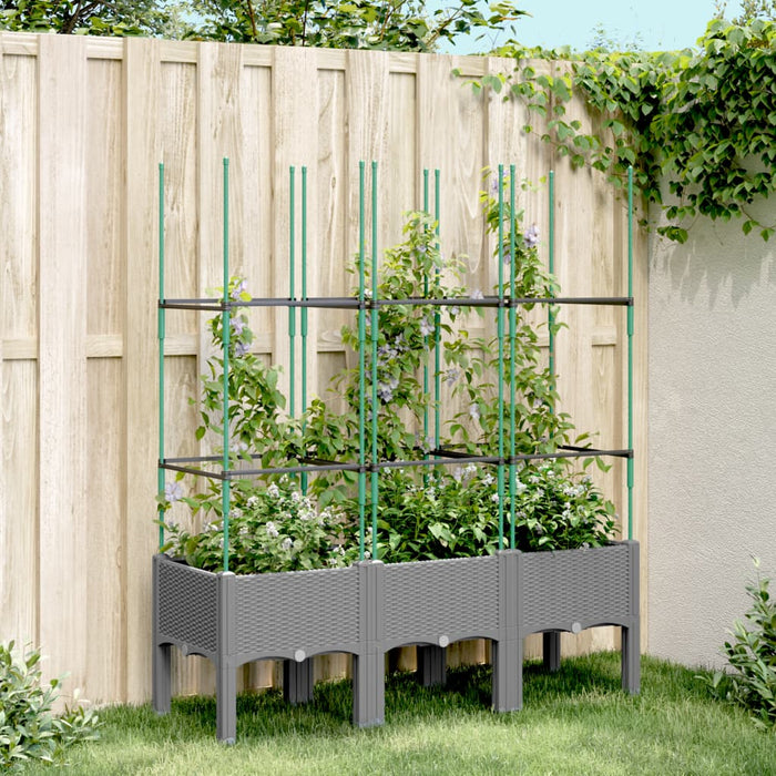 Jardinieră de grădină cu spalier gri deschis 120x40x142,5 cm PP - WALTI WALTI