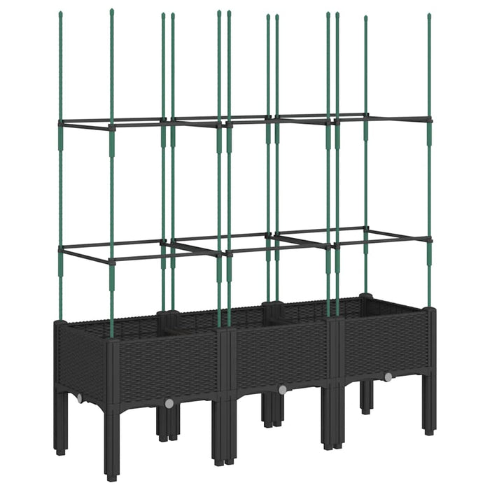 Jardinieră de grădină cu spalier, negru, 120x40x142,5 cm, PP - WALTI WALTI