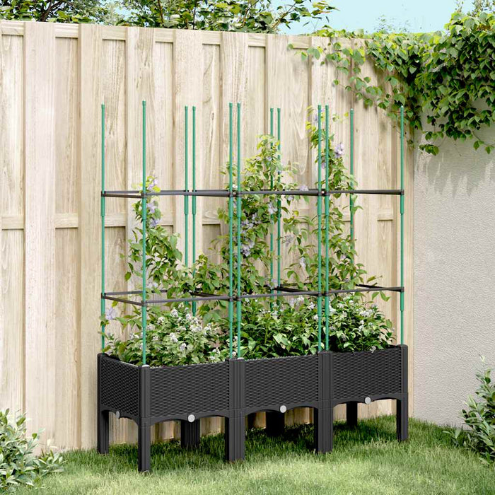 Jardinieră de grădină cu spalier, negru, 120x40x142,5 cm, PP - WALTI WALTI