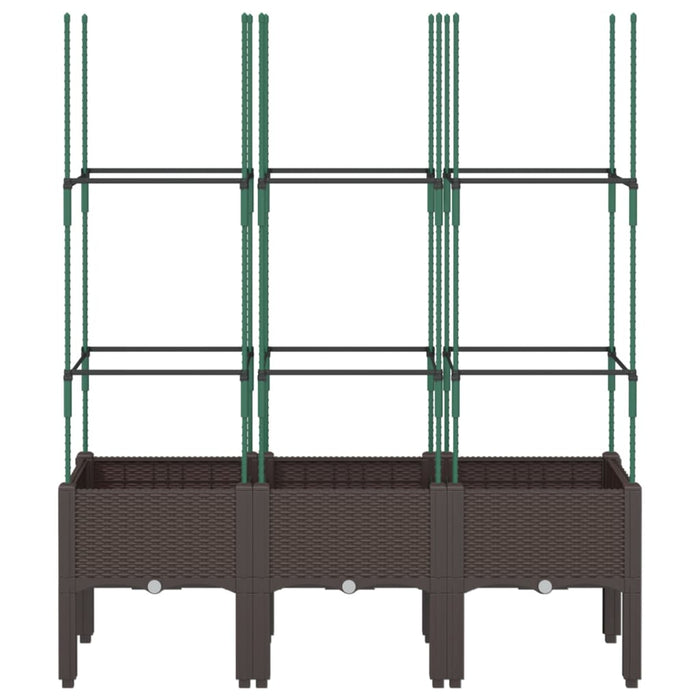 Jardinieră de grădină cu spalier, maro, 120x40x142,5 cm, PP - WALTI WALTI