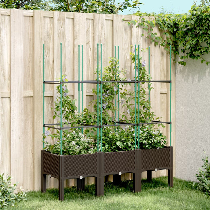Jardinieră de grădină cu spalier, maro, 120x40x142,5 cm, PP - WALTI WALTI