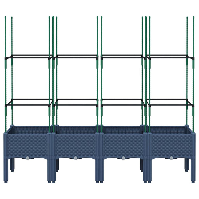 Jardinieră de grădină cu spalier, albastru gri, 160x40x142,5 cm, PP WALTI