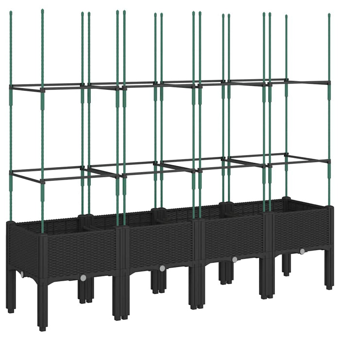 Jardinieră de grădină cu spalier, negru, 160x40x142,5 cm, PP - WALTI WALTI