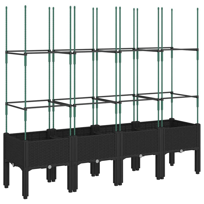 Jardinieră de grădină cu spalier, negru, 160x40x142,5 cm, PP - WALTI WALTI