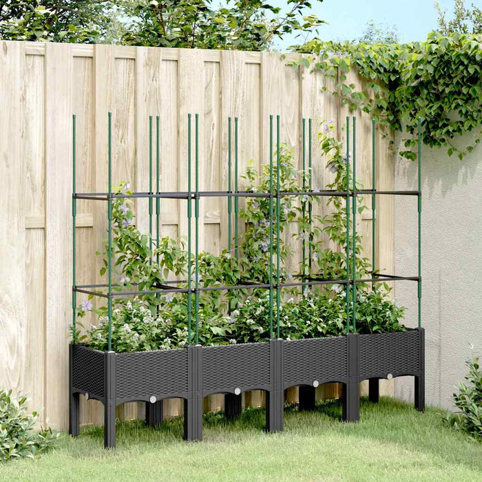 Jardinieră de grădină cu spalier, negru, 160x40x142,5 cm, PP - WALTI WALTI