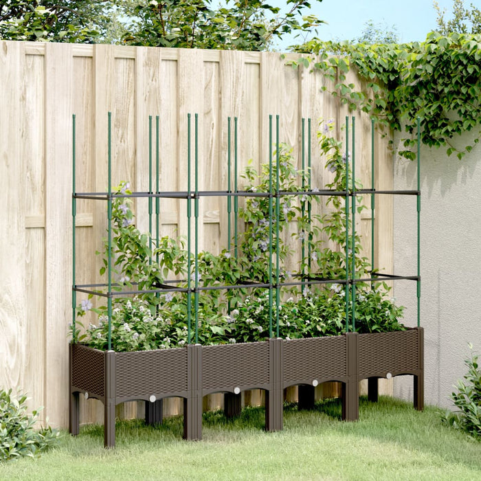 Jardinieră de grădină cu spalier, maro, 160x40x142,5 cm, PP - WALTI WALTI