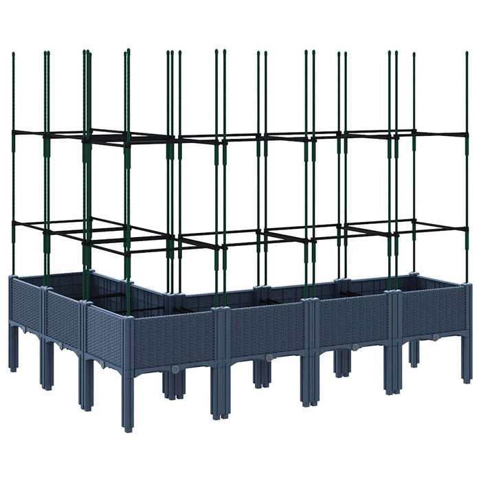Jardinieră de grădină cu spalier, albastru gri, 160x120x142,5 cm, PP WALTI