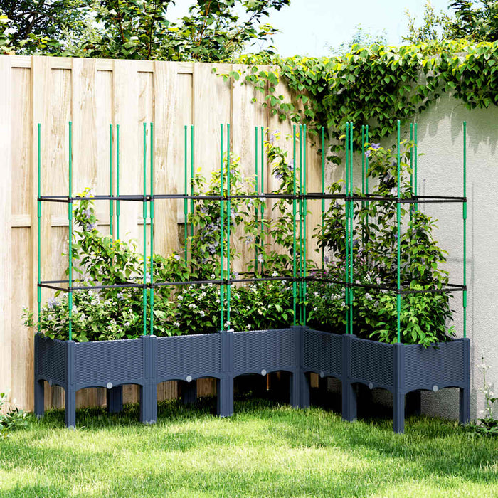 Jardinieră de grădină cu spalier, albastru gri, 160x120x142,5 cm, PP WALTI