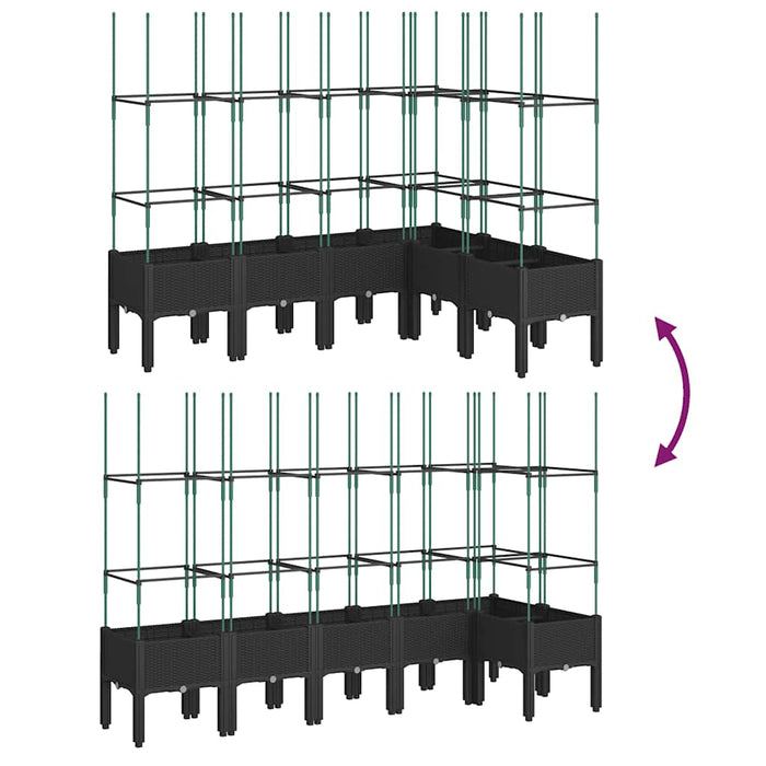 Jardinieră de grădină cu spalier, negru, 160x120x142,5 cm, PP - WALTI WALTI