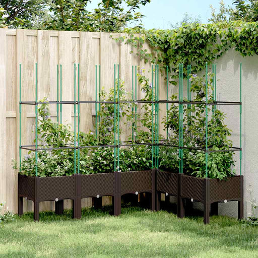 Jardinieră de grădină cu spalier, maro, 160x120x142,5 cm, PP - WALTI WALTI