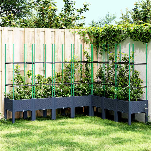 Jardinieră de grădină cu spalier, albastru gri, 200x160x142,5 cm, PP - WALTI WALTI