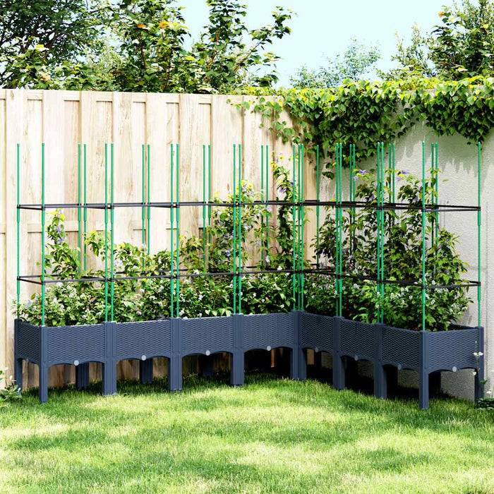 Jardinieră de grădină cu spalier, albastru gri, 200x160x142,5 cm, PP WALTI