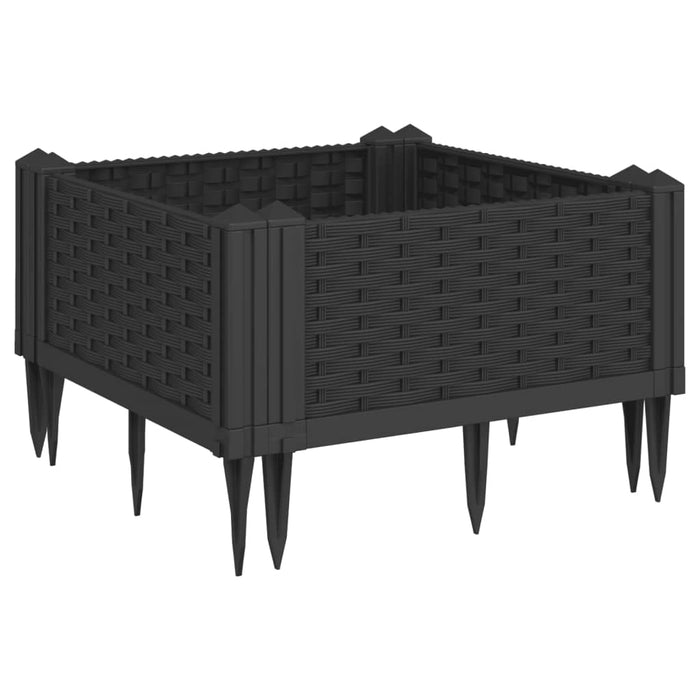 Jardinieră de grădină cu țăruși, negru, 42,5x42,5x28,5 cm, PP - WALTI WALTI