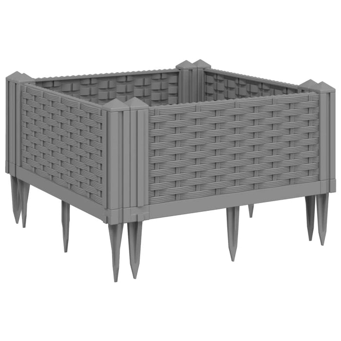 Jardinieră grădină cu țăruși, gri deschis, 42,5x42,5x28,5 cm PP - WALTI WALTI
