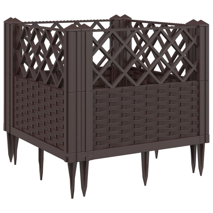 Jardinieră de grădină cu țăruși, maro, 43,5x43,5x43,5 cm, PP - WALTI WALTI