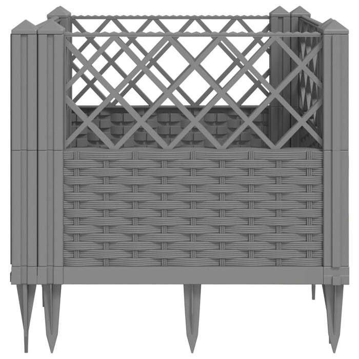 Jardinieră grădină cu țăruși gri deschis, 43,5x43,5x43,5 cm, PP - WALTI WALTI