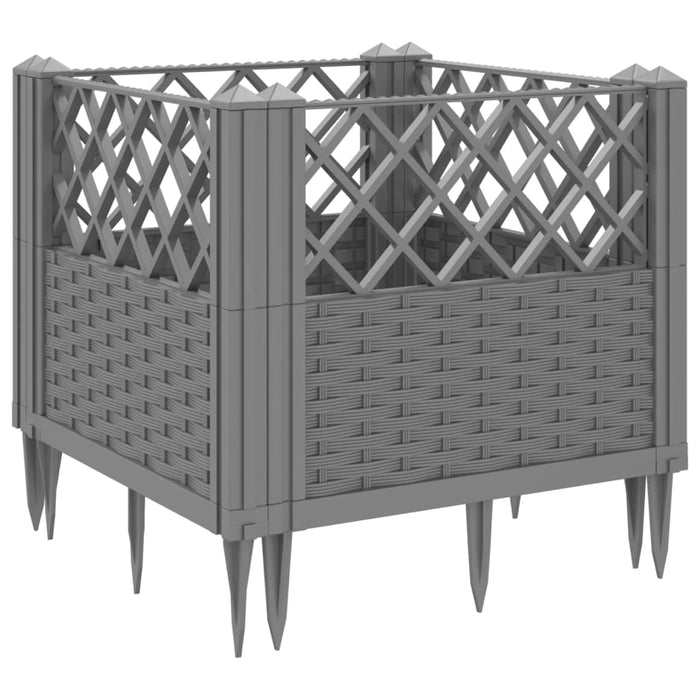 Jardinieră grădină cu țăruși gri deschis, 43,5x43,5x43,5 cm, PP - WALTI WALTI