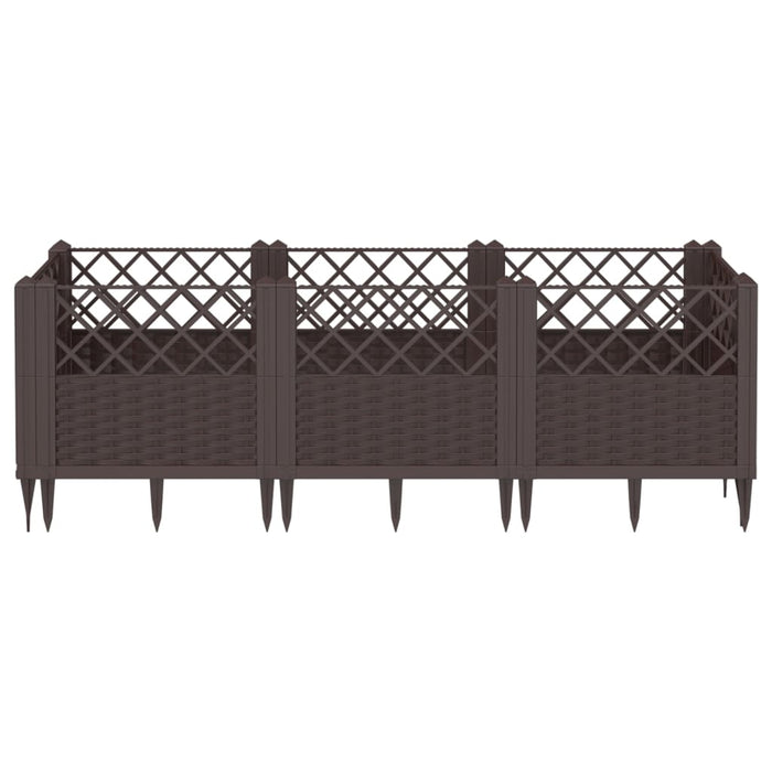 Jardinieră de grădină cu țăruși, maro, 123,5x43,5x43,5 cm, PP - WALTI WALTI