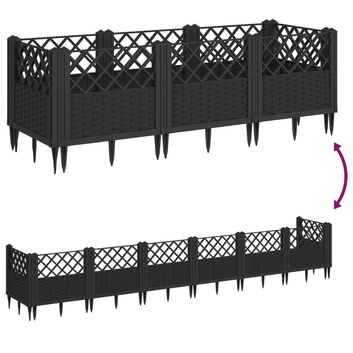 Jardinieră de grădină cu spalier, negru, 123,5x43,5x43,5 cm, PP - WALTI WALTI