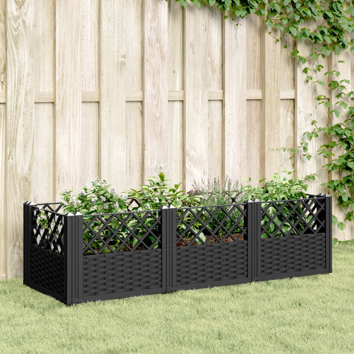 Jardinieră de grădină cu spalier, negru, 123,5x43,5x43,5 cm, PP - WALTI WALTI