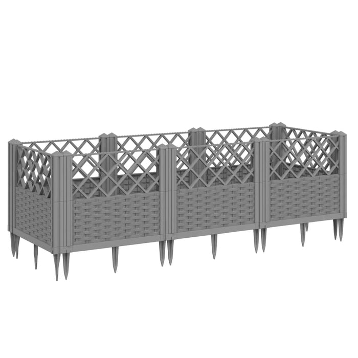 Jardinieră grădină cu țăruși gri deschis 123,5x43,5x43,5 cm PP - WALTI WALTI
