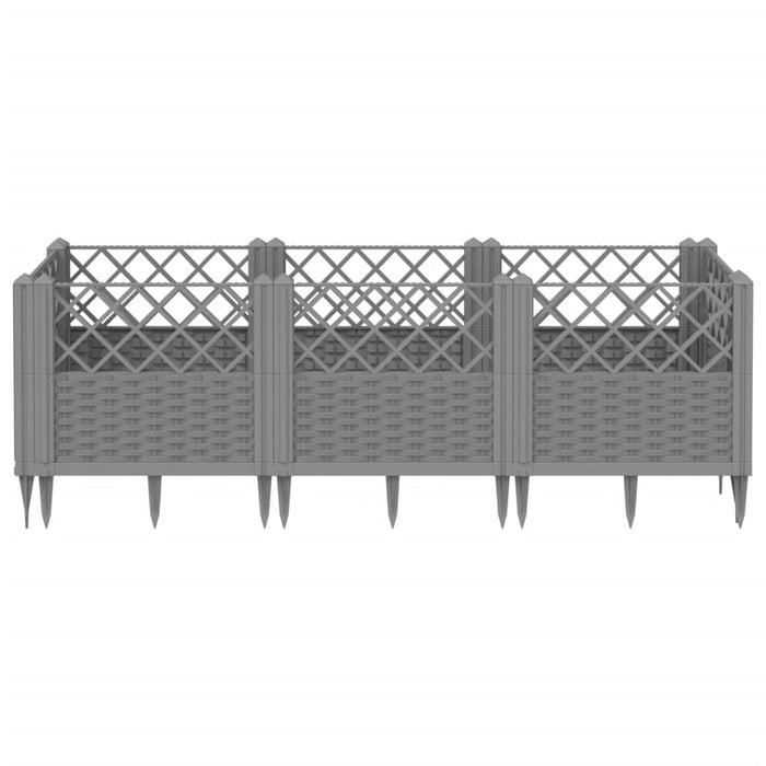 Jardinieră grădină cu țăruși gri deschis 123,5x43,5x43,5 cm PP - WALTI WALTI
