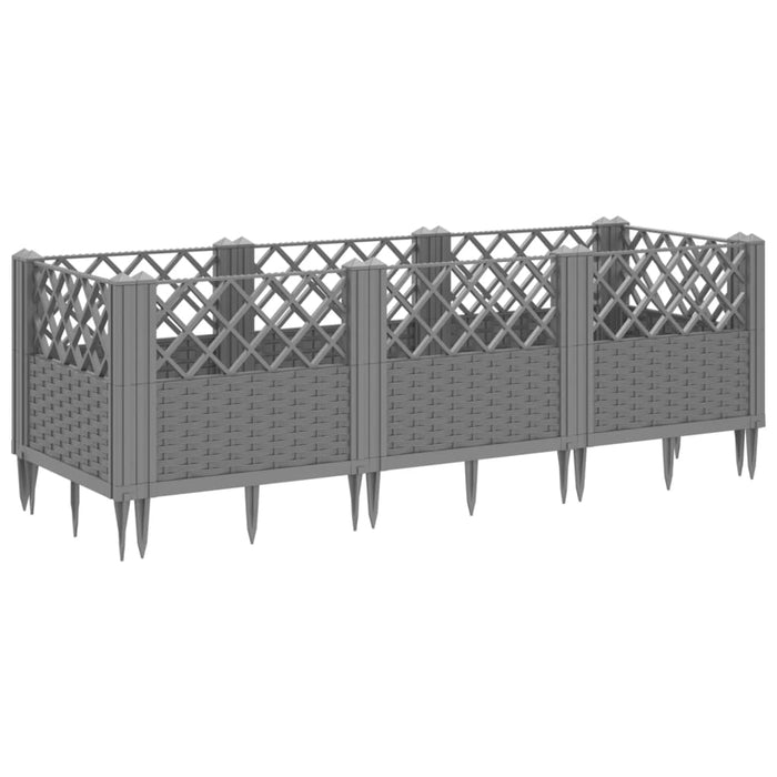 Jardinieră grădină cu țăruși gri deschis 123,5x43,5x43,5 cm PP - WALTI WALTI