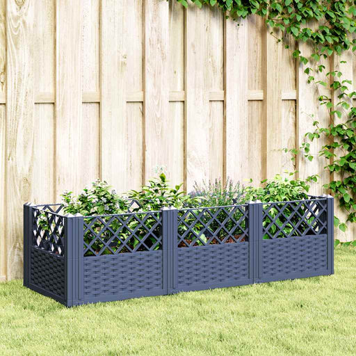 Jardinieră de grădină cu țăruși, albastru gri, 123,5x43,5x43,5 cm, PP - WALTI WALTI
