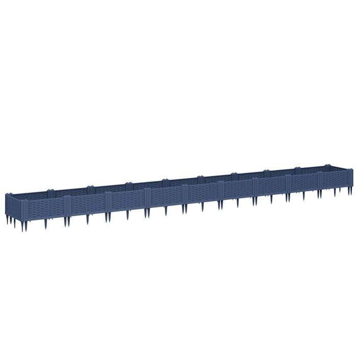 Jardinieră de grădină cu țăruși, albastru gri, 362,5x42,5x28,5 cm, PP WALTI