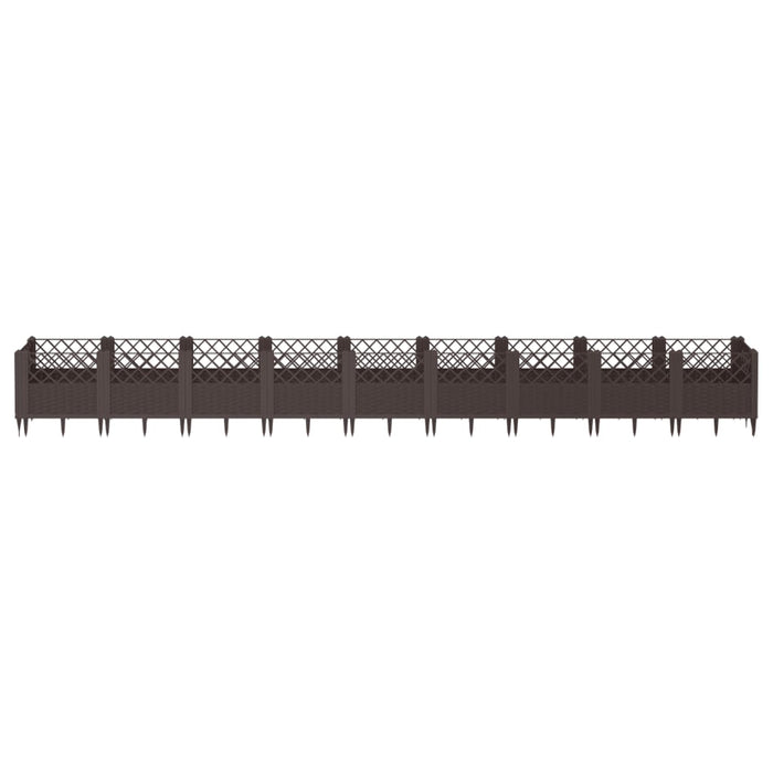 Jardinieră de grădină cu țăruși, maro, 363,5x43,5x43,5 cm, PP - WALTI WALTI