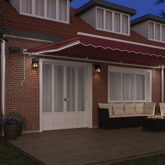 Copertina retractabilă manual cu LED, vișiniu, 600x300 cm WALTI