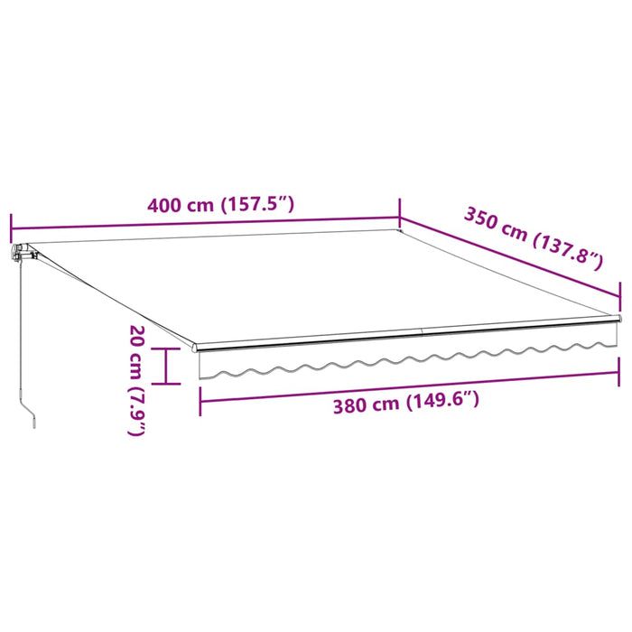 Copertina retractabilă manual cu LED, vișiniu, 400x350 cm - WALTI WALTI