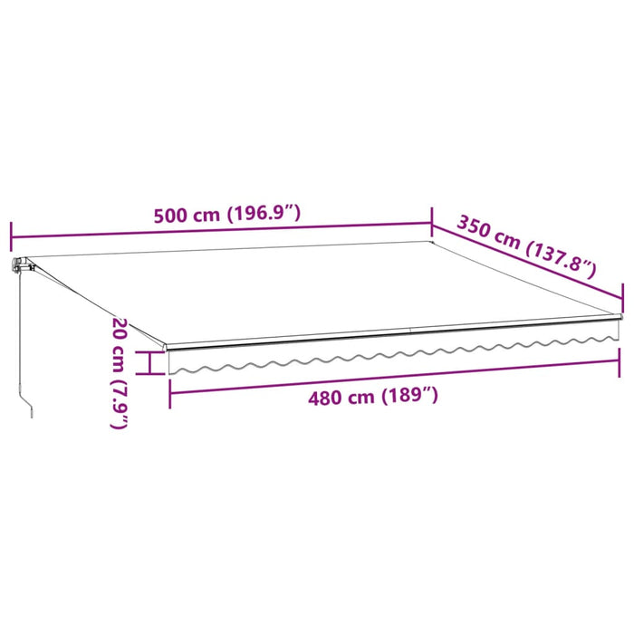 Copertina retractabilă manual cu LED, vișiniu, 500x350 cm - WALTI WALTI