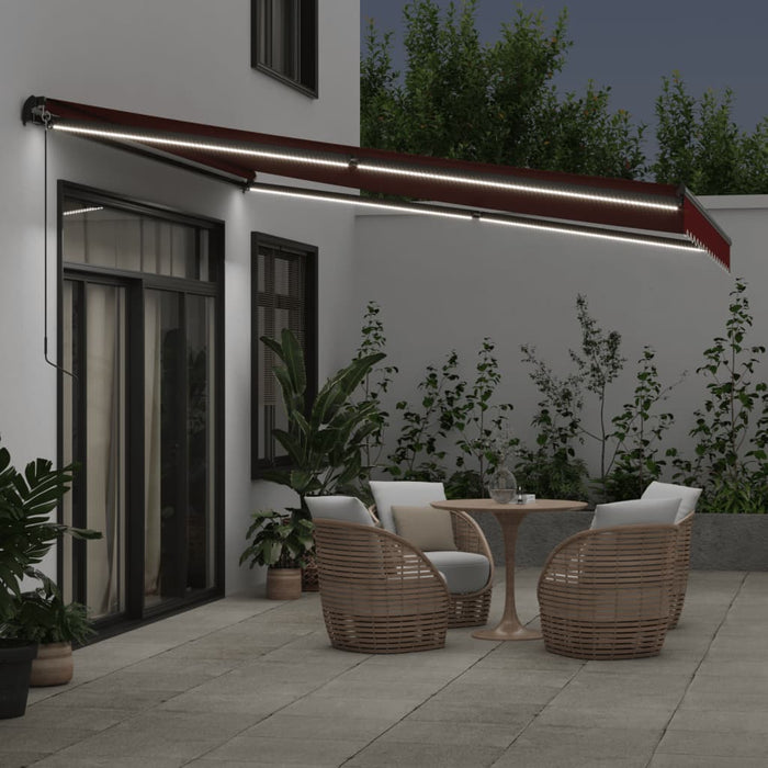 Copertina retractabilă manual cu LED-uri, vișiniu, 400x350 cm - WALTI WALTI