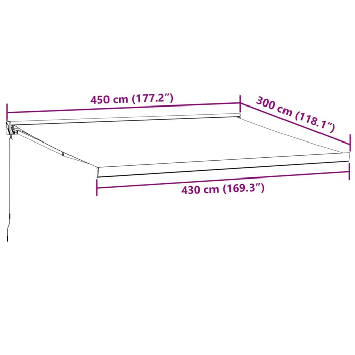 Copertina retractabilă manual, vișiniu, 450x300 cm WALTI