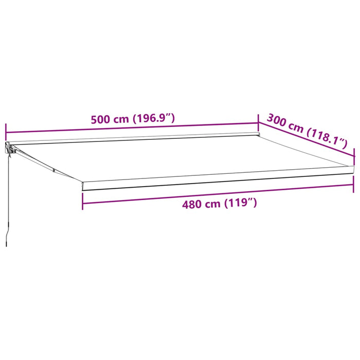 Copertina retractabilă manual, vișiniu, 500x300 cm WALTI