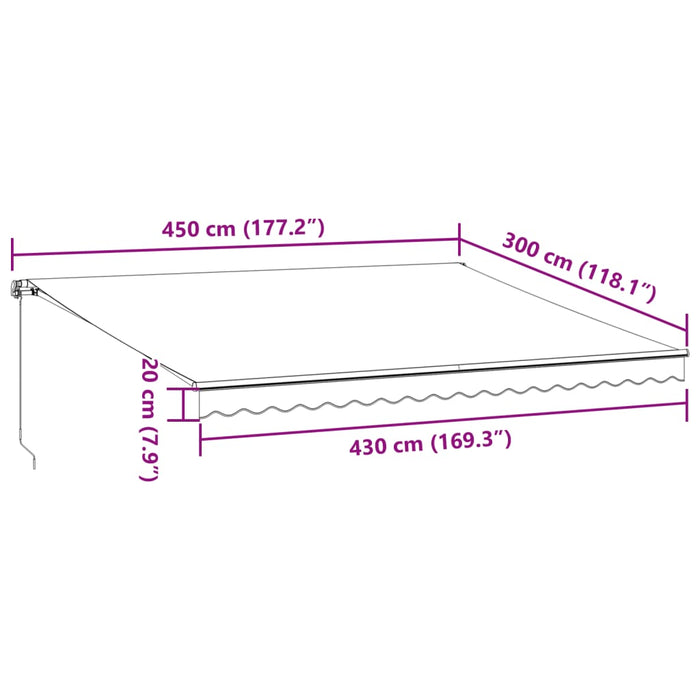 Copertina retractabilă manual, vișiniu, 450x300 cm WALTI