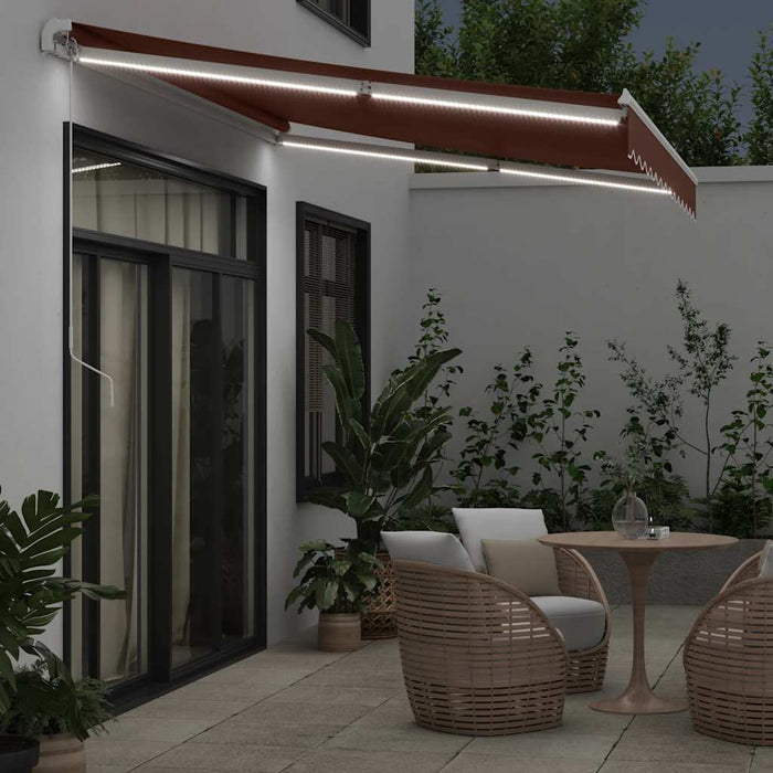 Copertină retractabilă manual cu LED, maro, 350x250 cm - WALTI WALTI