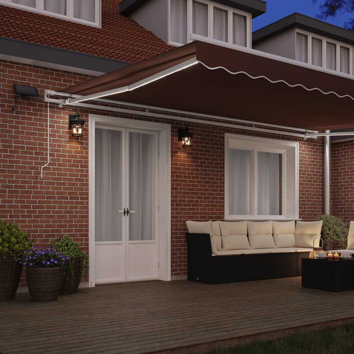 Copertină retractabilă manual cu LED, maro, 500x300 cm - WALTI WALTI