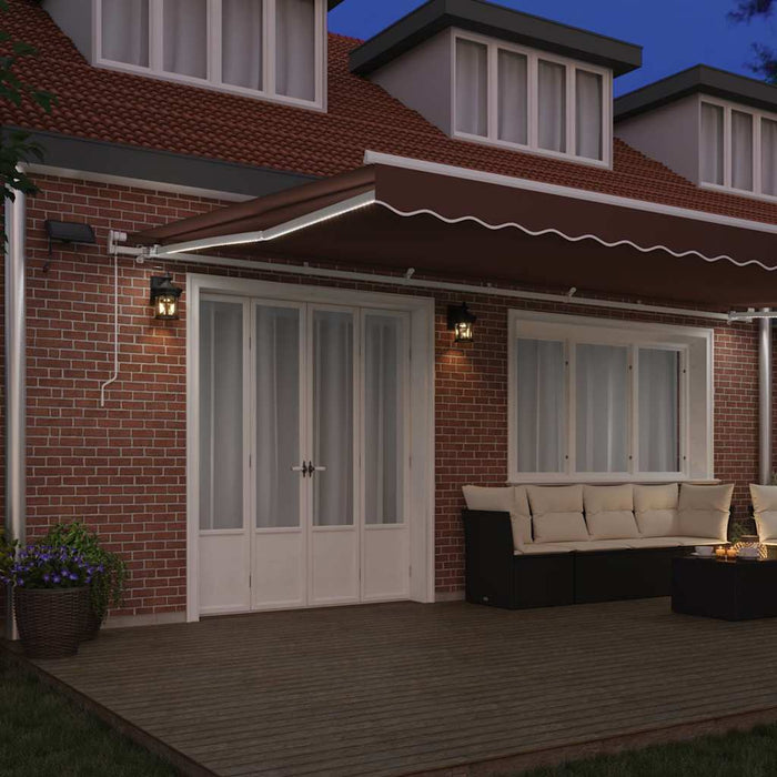 Copertină retractabilă manual cu LED, maro, 600x300 cm - WALTI WALTI