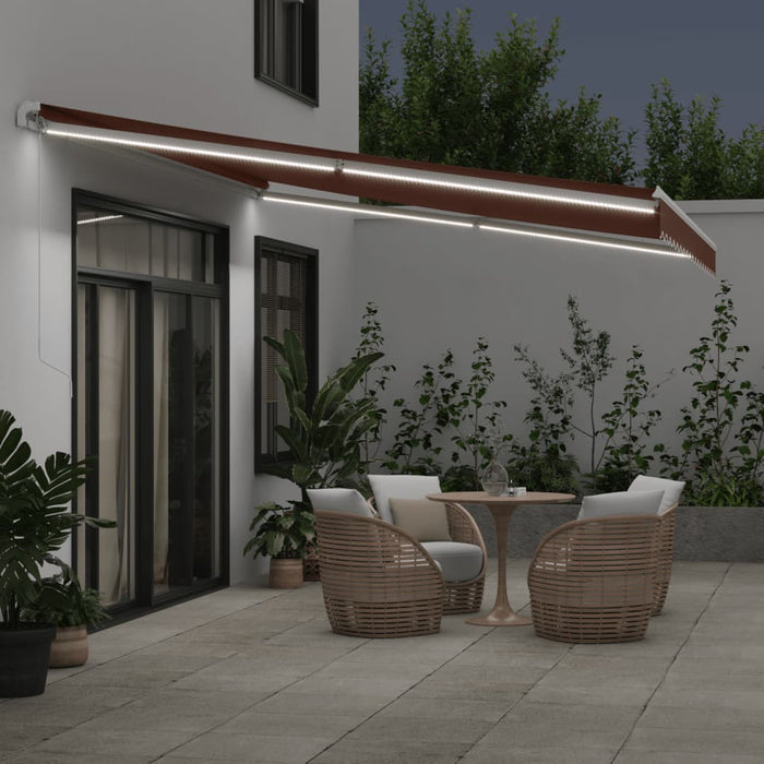 Copertina retractabilă manual cu LED, maro, 450x350 cm - WALTI WALTI