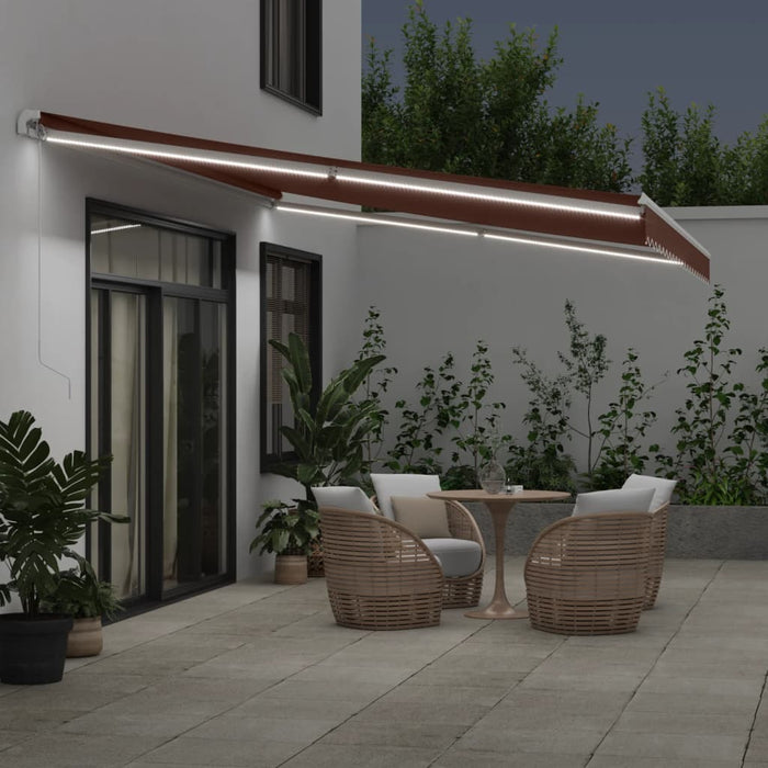 Copertina retractabilă manual cu LED, maro, 500x350 cm - WALTI WALTI