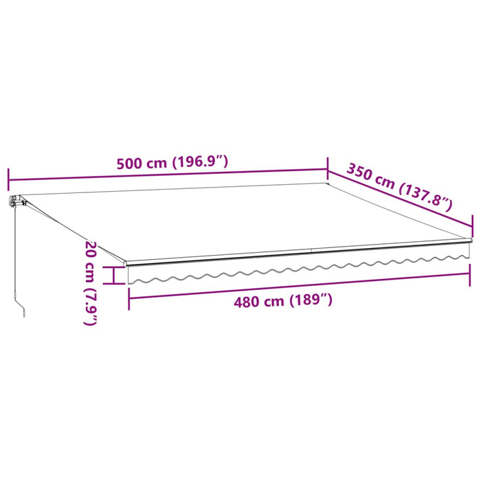Copertina retractabilă manual cu LED, maro, 500x350 cm - WALTI WALTI